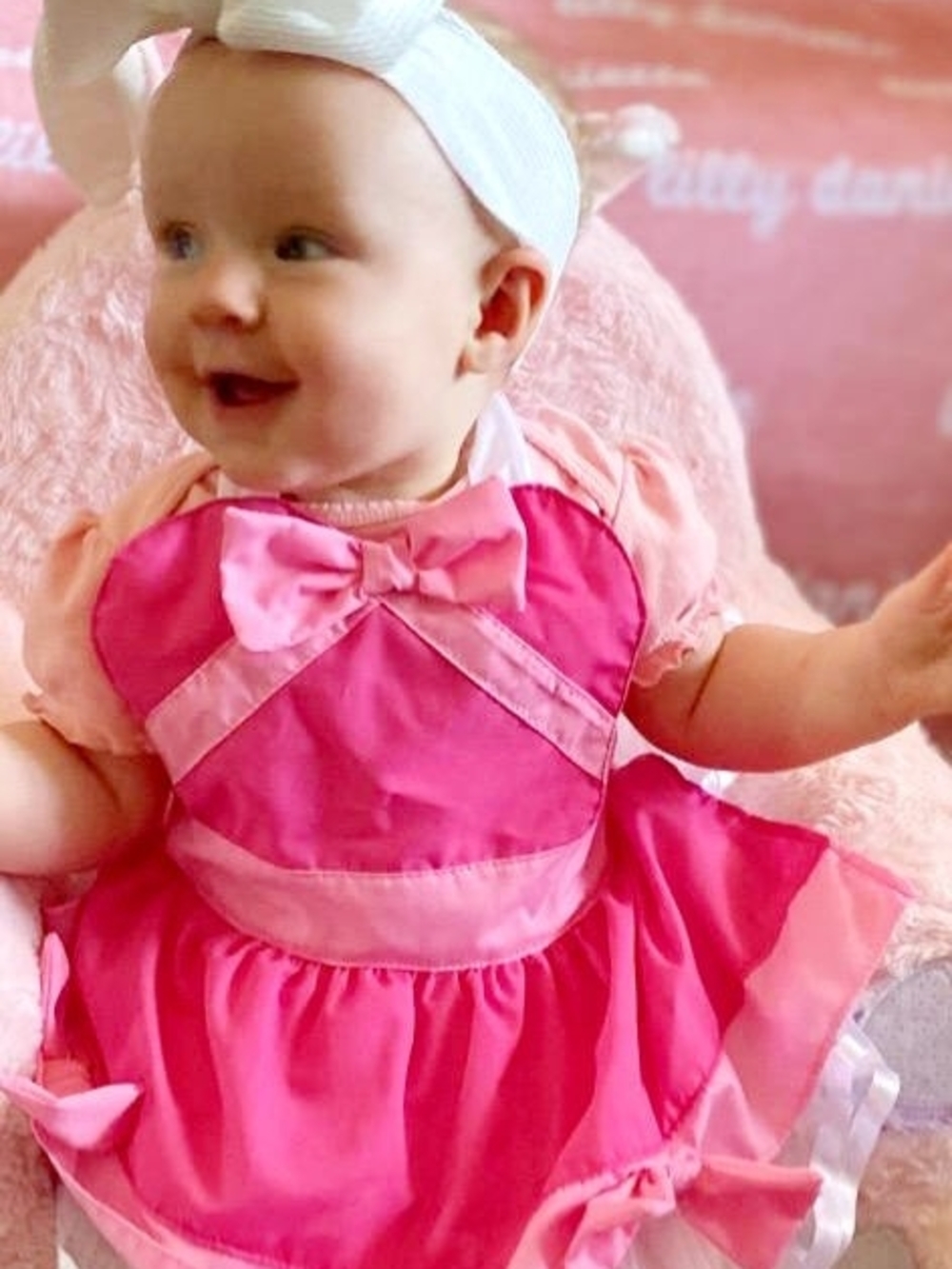 Baby Cinderella Pink Halloween Costume Newborn Tutu Apron Handmade 0-6M Infant - Picture 2 of 2